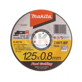 MAKITA INOX vágókorong, 125×0,8 mm (B-45733)