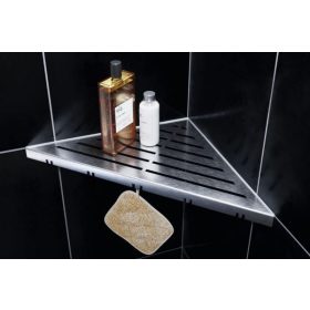   Ablago Classic Design zuhany sarokpolc fogassal, szálcsiszolt, háromszögletű (abl11035)