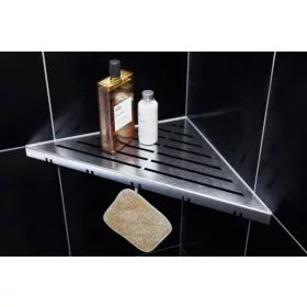   Ablago Classic Design zuhany sarokpolc fogassal, szálcsiszolt, háromszögletű (abl11035)