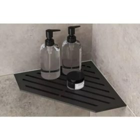   Ablago Diamant zuhany sarokpolc, matt fekete, ötszögletű (abl14969ms)