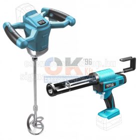   Dedra akkumulátoros gép szett burkoloknak keverőgép + szilikon kinyomó   (akkuszett1)