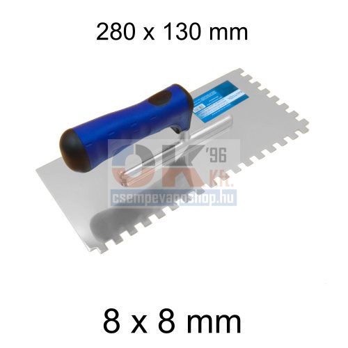 Bautool fogazott glettvas gumírozott soft nyél 8×8 mm 280×130 mm (b81201208)