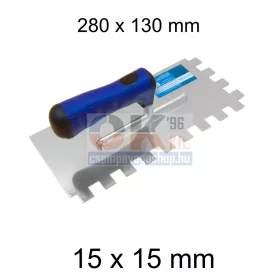   Bautool fogazott glettvas gumírozott soft nyél 15×15 mm 280×130 mm (b81201215)