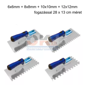   Bautool fogazott glettvas csomag gumírozott soft nyél  6-8-10-12mm, 4db/1-1 db, 280×130 mm (b812012a1)
