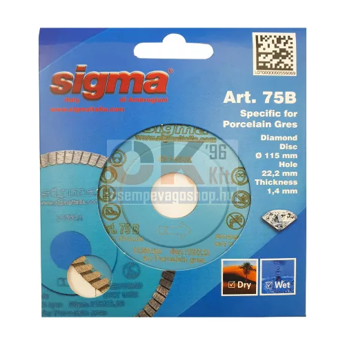 Sigma gyémánttárcsa sarokcsiszolóhoz 115×22,2×1,4mm (cs075b)