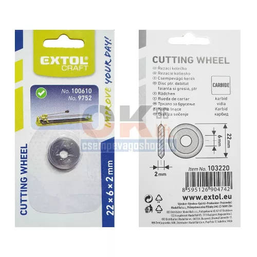 Extol csempevágókerék 22×6×2mm (e103220)