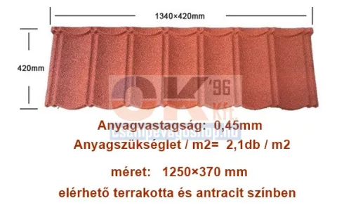 DREPA BONDrose kőzúzalékos, modulos cserepes lemez 1db (roofbond-rose)