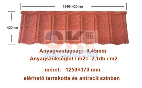 DREPA MILANOrose kőzúzalékos, modulos cserepes lemez 1db (roofmilano-rose)