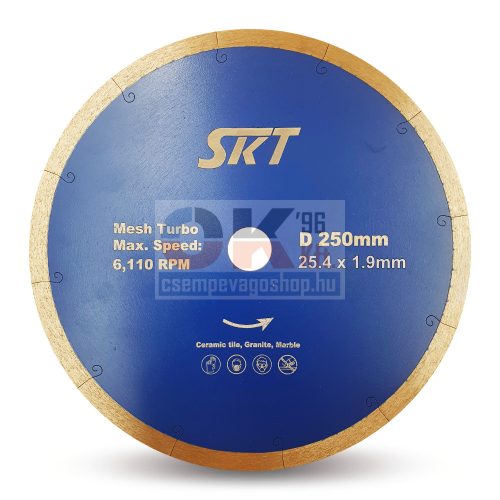 SKT 529 gyémánttárcsa száraz vágáshoz 250×25,4mm (skt529250)